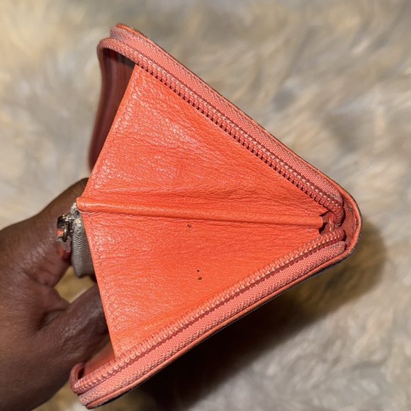 Authentic CHANEL Zip Around Long Wallet Purse Camellia Leather Orange GUC - Picture 10 of 12